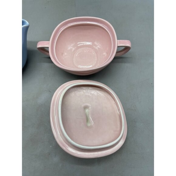 Conversation Taylor Smith creamer sugar bowl lid pink blue Conversation READ - Picture 3 of 8